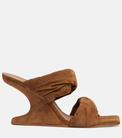 Rick Owens Twisted Cantilever 80 Suede Mules