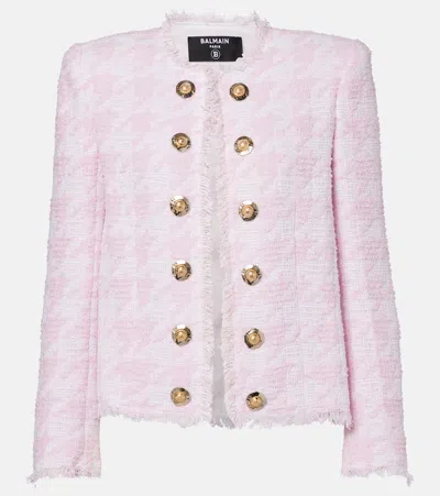 Balmain Spencer Cotton-blend Tweed Jacket In Pink