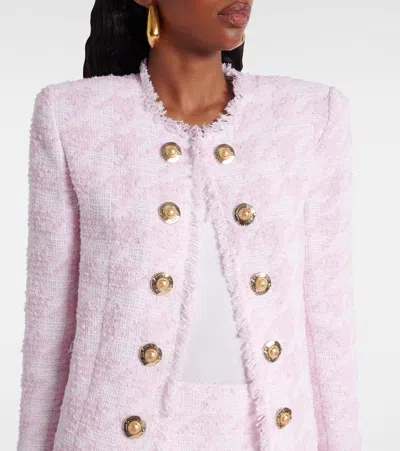 Balmain Spencer Cotton-blend Tweed Jacket In Pink