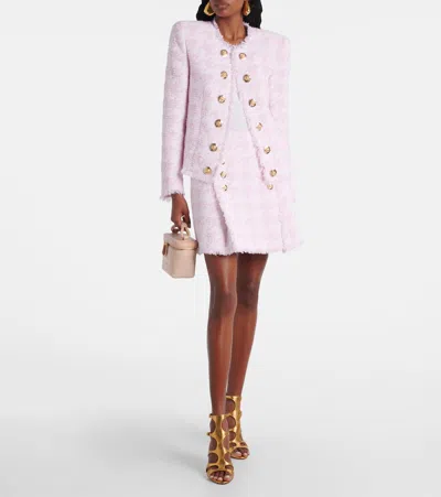 Balmain Spencer Cotton-blend Tweed Jacket In Pink
