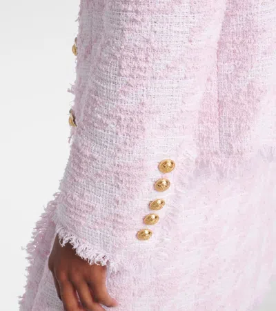 Balmain Spencer Cotton-blend Tweed Jacket In Pink