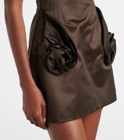 Magda Butrym Floral-appliqué Cotton Corset Dress In Brown