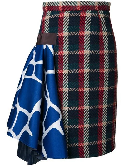 Shop Kolor Checked Skirt In Multicolour