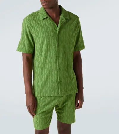 Frescobol Carioca Roberto Jacquard Cotton Terry Shirt In Green