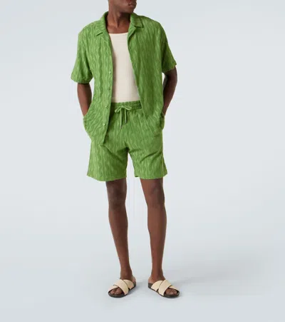 Frescobol Carioca Roberto Jacquard Cotton Terry Shirt In Green