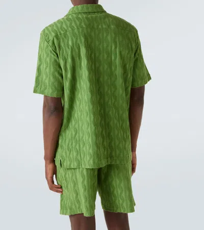 Frescobol Carioca Roberto Jacquard Cotton Terry Shirt In Green
