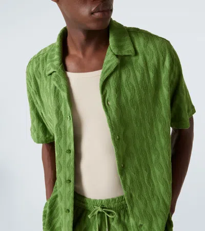 Frescobol Carioca Roberto Jacquard Cotton Terry Shirt In Green