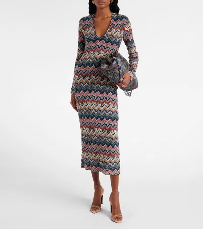 Missoni Zigzag Lamé Midi Dress In Multi