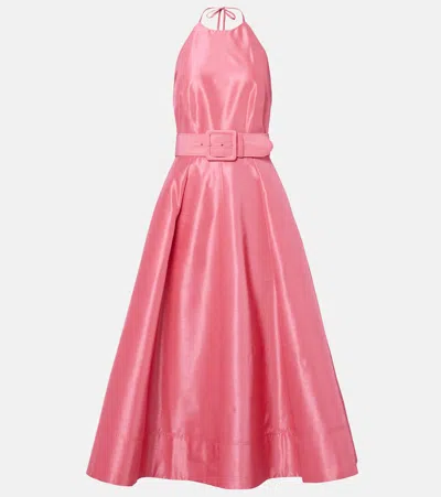 Rebecca Vallance Womens Maple Halterneck Woven Midi Dress Bubblegum In Pink