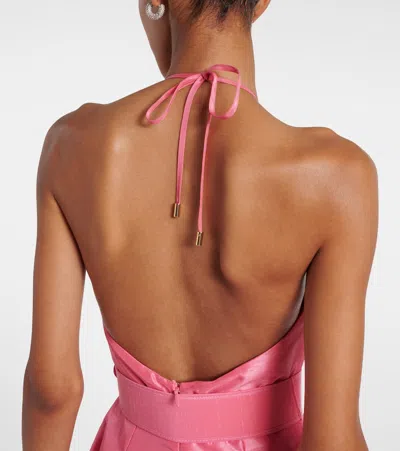 Rebecca Vallance Womens Maple Halterneck Woven Midi Dress Bubblegum In Pink