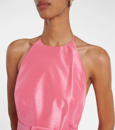 Rebecca Vallance Womens Maple Halterneck Woven Midi Dress Bubblegum In Pink