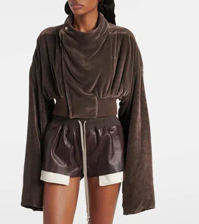 Rick Owens Hollywood Cropped Jacket In Brown