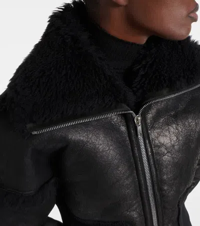 Rick Owens Flight Cropped Leather Jacket In Black