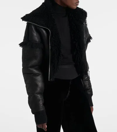 Rick Owens Flight Cropped Leather Jacket In Black