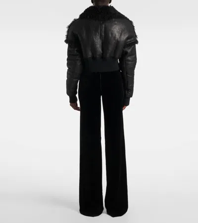Rick Owens Flight Cropped Leather Jacket In Black