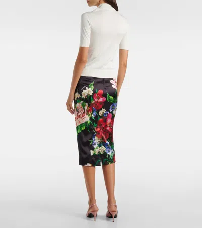 Dolce & Gabbana Embellished Turtleneck Silk Top In White