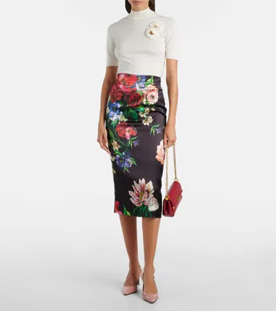 Dolce & Gabbana Embellished Turtleneck Silk Top In White