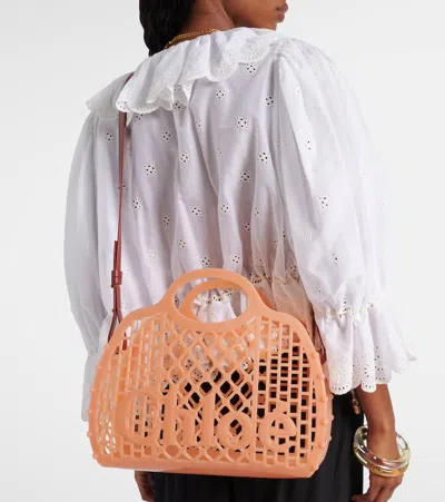 Chloé Cage Leather-trimmed Studded Rubber Shoulder Bag