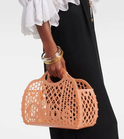 Chloé Cage Leather-trimmed Studded Rubber Shoulder Bag