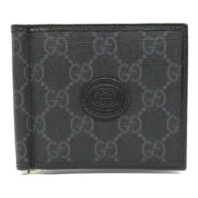 Pre-owned Gucci Black Coated Canvas Leather Bill Wallet (bi-fold) ()