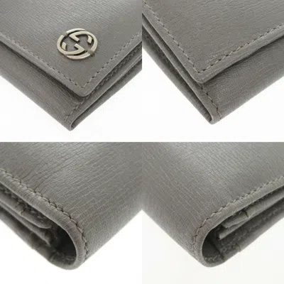 Pre-owned Gucci Gray Leather Long Wallet (bi-fold) ()