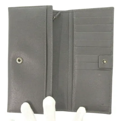 Pre-owned Gucci Gray Leather Long Wallet (bi-fold) ()