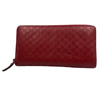 Pre-owned Gucci Red Color Leather Long Wallet (bi-fold) ()