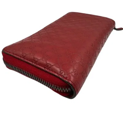 Pre-owned Gucci Red Color Leather Long Wallet (bi-fold) ()