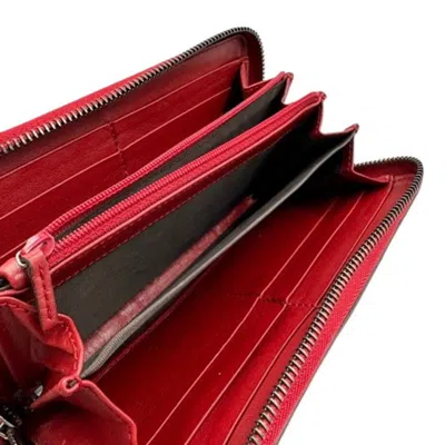 Pre-owned Gucci Red Color Leather Long Wallet (bi-fold) ()