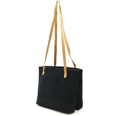 Pre-owned Hermes Ahmedabad Black Cotton Canvas Leather Shoulder Bag Tote Bag ()