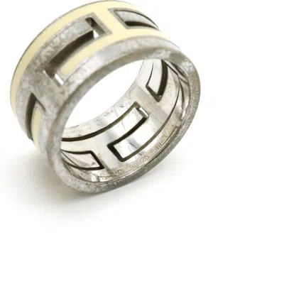Pre-owned Hermes Beige Silver Silver 925 Band Ring ()