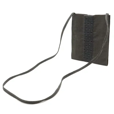 Pre-owned Hermes Black Gray Canvas Pochette Shoulder Bag ()