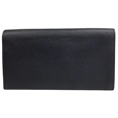 Pre-owned Hermes Black Leather Long Wallet (bi-fold) ()