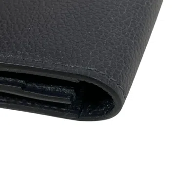 Pre-owned Hermes Black Leather Long Wallet (bi-fold) ()