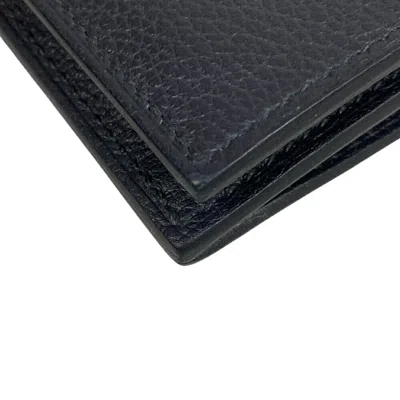 Pre-owned Hermes Black Leather Long Wallet (bi-fold) ()