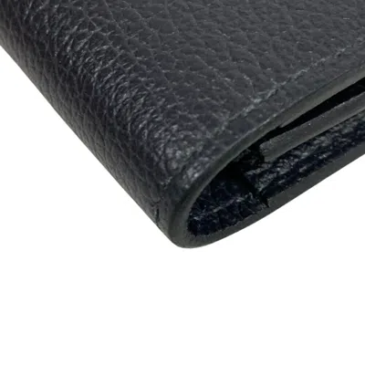 Pre-owned Hermes Black Leather Long Wallet (bi-fold) ()