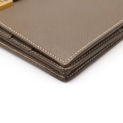 Pre-owned Hermes Etoupe Gray Grayish Epsom Leather Long Wallet (bi-fold) ()