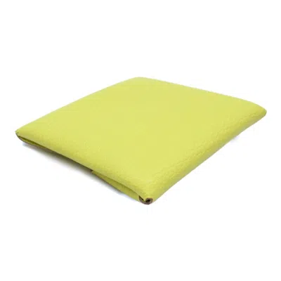 Pre-owned Hermes Lime Yellow Chevre Leather Coin Purse/coin Case ()