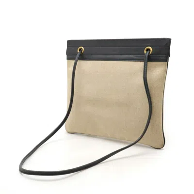 Pre-owned Hermes Natural Navy Toile H Leather Shoulder Bag ()