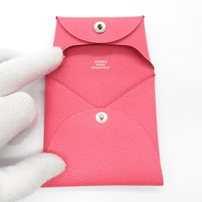 Pre-owned Hermes Pink Rose Azalee Epsom Leather Coin Purse/coin Case ()