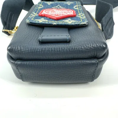 Pre-owned Louis Vuitton Blue Denim Leather Pochette Pouch Shoulder Bag ()