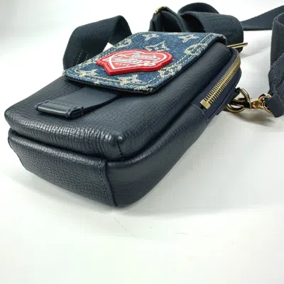 Pre-owned Louis Vuitton Blue Denim Leather Pochette Pouch Shoulder Bag ()