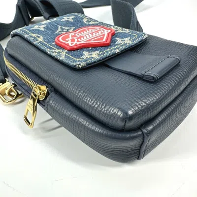 Pre-owned Louis Vuitton Blue Denim Leather Pochette Pouch Shoulder Bag ()