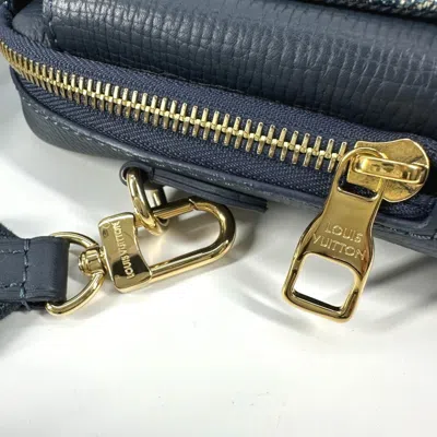 Pre-owned Louis Vuitton Blue Denim Leather Pochette Pouch Shoulder Bag ()