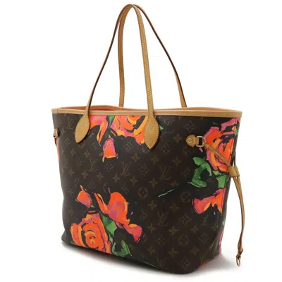 Pre-owned Louis Vuitton Brown Green Orange Pink Monogram Rose Shoulder Bag Tote Bag ()