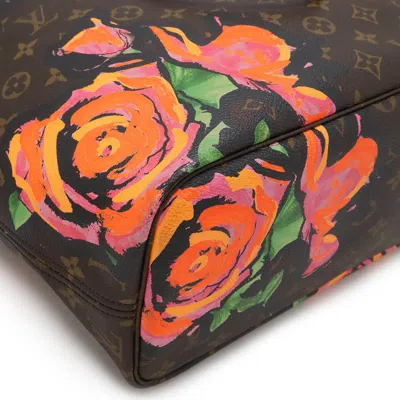 Pre-owned Louis Vuitton Brown Green Orange Pink Monogram Rose Shoulder Bag Tote Bag ()