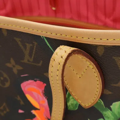 Pre-owned Louis Vuitton Brown Green Orange Pink Monogram Rose Shoulder Bag Tote Bag ()