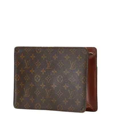 Pre-owned Louis Vuitton Brown Pvc Leather Clutch Bag Pochette ()