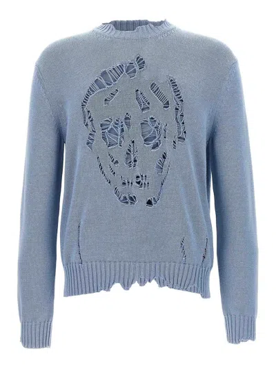 Alexander Mcqueen Mcqueen Skull Sweater In Blue