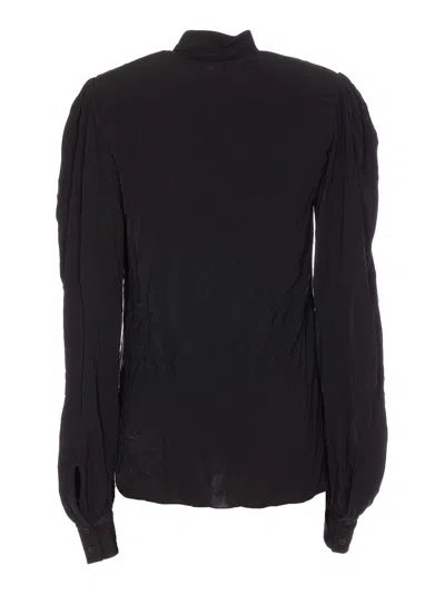 Balenciaga Bow Detail Puff Sleeve Shirt In Black